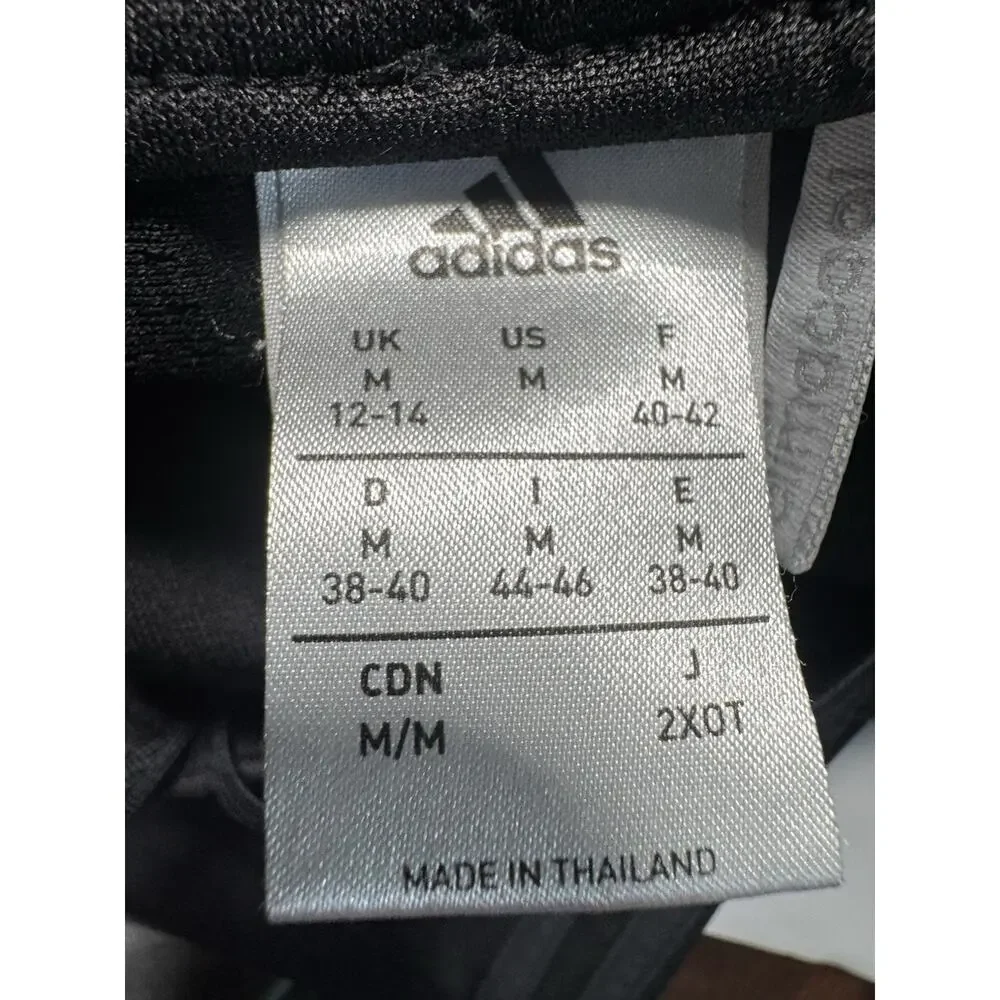 Adidas Boys Medium 12-14 Track Pants Black 3 Stripe Soccer Training Zip Ankle
